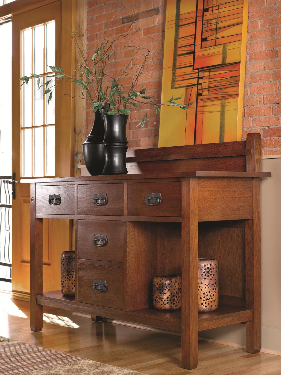 Stickley Oak Mission Classics Roycroft 5 Drawer Sideboard Stuckey Furniture Sideboards